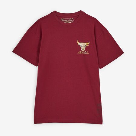 MITCHELL & NESS TEE SHIRT BULLS SHINY EMB LOGO ROUGE/OR HOMME