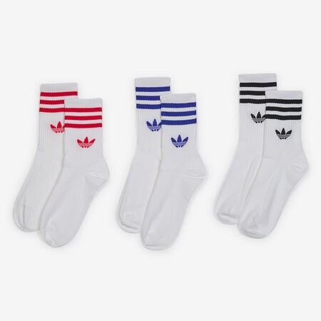 ADIDAS ORIGINALS CHAUSSETTES X3 CREW 3 STRIPES BLANC/ROUGE MIXTE