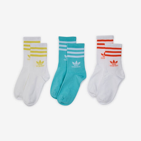 ADIDAS ORIGINALS CHAUSSETTES X3 MID CUT CREW TREFOIL BLANC/BLEU HOMME