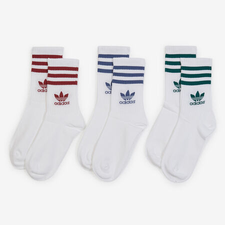 ADIDAS ORIGINALS CHAUSSETTES X3 MID CUT CREW TREFOIL BLANC/BORDEAUX HOMME