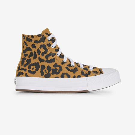 CHUCK TAYLOR EVA LIFT HI LEOPARD : MARRON/NOIR