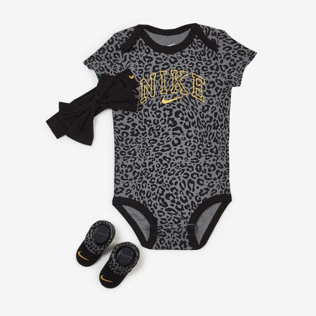 NIKE 3 PC SET BODYSUIT HAT BOOTIE LEOPARD BÉBÉ