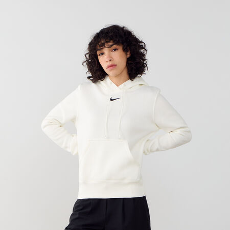 NIKE HOODIE CLUB CENTERED LOGO ECRU/ZWART DAMES