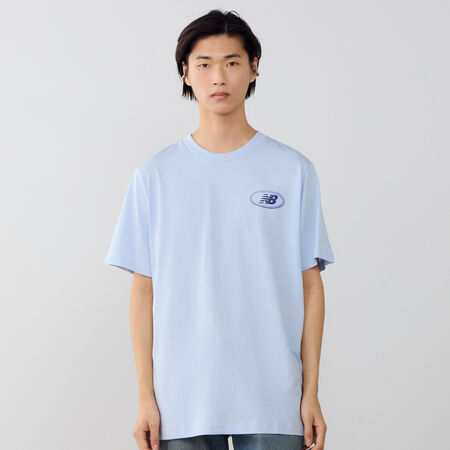 NEW BALANCE TEE SHIRT OVAL LOGO BLEU HOMME