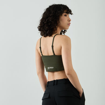 NEW BALANCE TOP CROP BRA SMALL LOGO KAKI FEMME