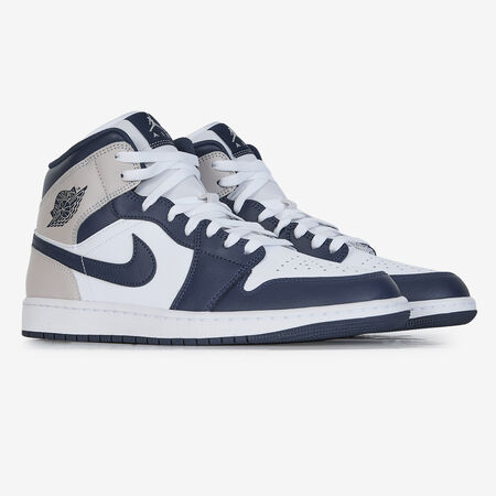 JORDAN AIR JORDAN 1 MID BLANC/MARINE HOMME