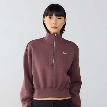 NIKE SWEAT CROP ZIP STYLE MARRON DAMES