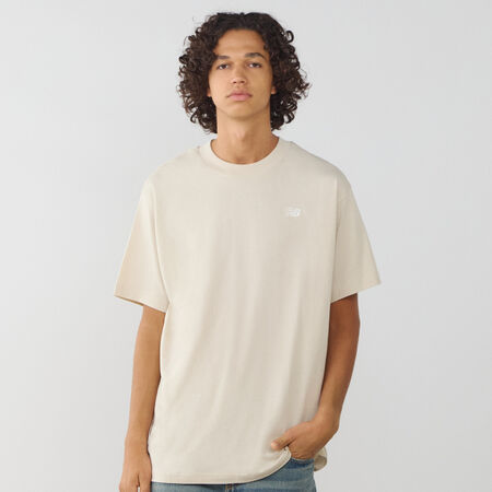 NEW BALANCE TEE SHIRT SMALL LOGO ESSENTIALS BEIGE/BLANC HOMME
