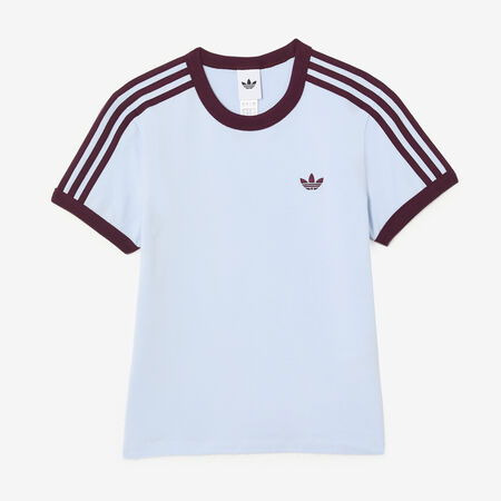 ADIDAS ORIGINALS TEE SLIM 3 STRIPES BLEU/MARRON FEMME