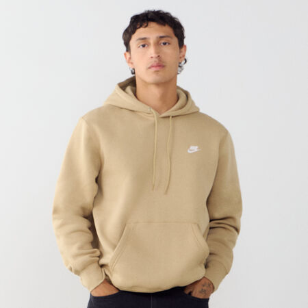 NIKE HOODIE CLUB SMALL LOGO BEIGE/BLANC HEREN