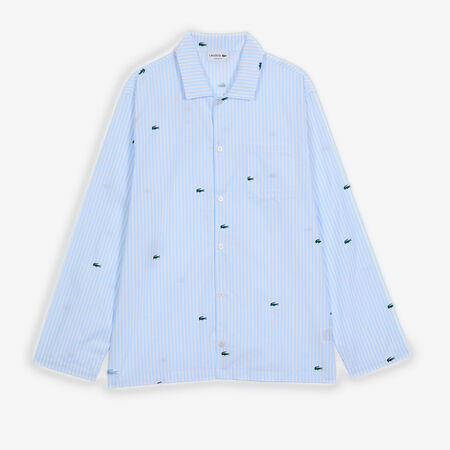LACOSTE SHIRT BIG LOGO BLEU/BLANC HEREN