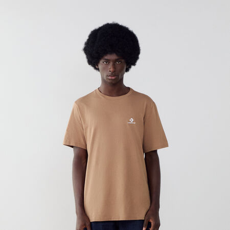 TEE SHIRT STAR CHEVRON EMBROIDERED : MARRON/BLANC