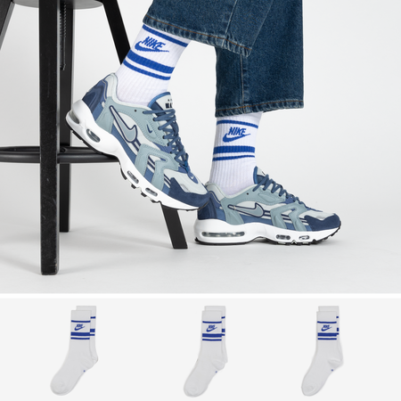 NIKE CHAUSSETTES X3 CREW STRIPE BLANC/BLEU MIXTE