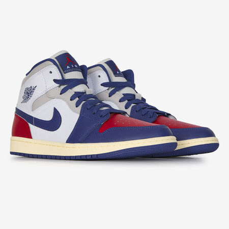 JORDAN AIR JORDAN 1 MID BLANC/BLEU/ROUGE HOMME