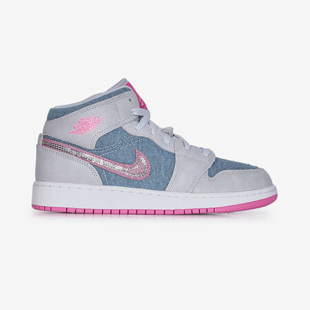 JORDAN AIR JORDAN 1 MID BLEU/ROSE JUNIOR