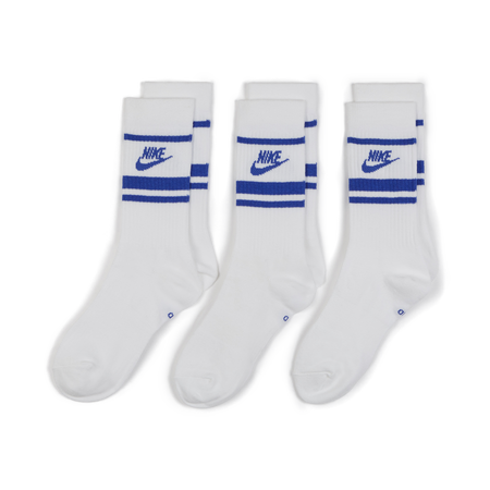 NIKE CHAUSSETTES X3 CREW STRIPE BLANC/BLEU MIXTE