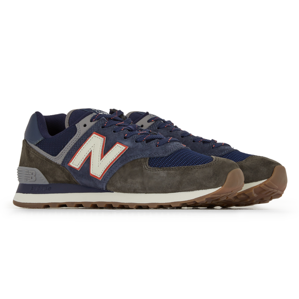 New balance 574 hot sale bleu et marron
