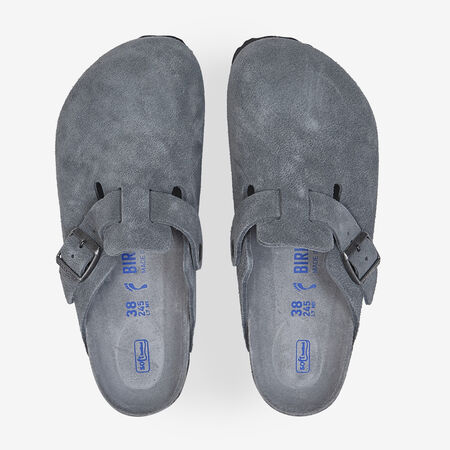 BIRKENSTOCK BOSTON SUEDE BASALT GRAY GRIS DAMES