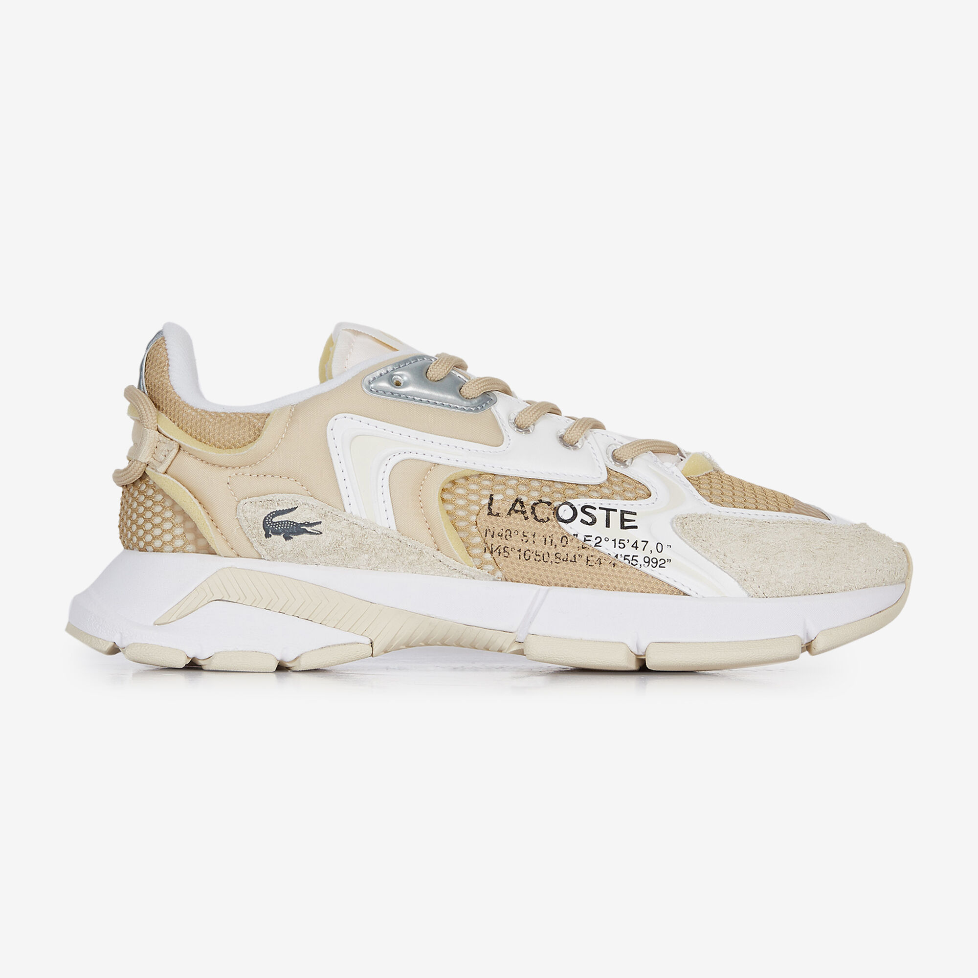 LACOSTE L003 NEO BEIGE BLANC SNEAKERS HOMME Courir.be
