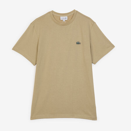LACOSTE TEE SHIRT CLASSIC SMALL LOGO SL BEIGE/VERT HEREN
