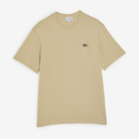 LACOSTE TEE SHIRT CLASSIC SMALL LOGO SL BEIGE/VERT HEREN