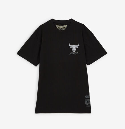 MITCHELL & NESS TEE SHIRT BULLS SHINY EMB LOGO NOIR/ARGENT HOMME