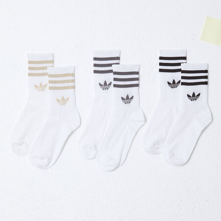 ADIDAS ORIGINALS CHAUSSETTES X3 CREW STRIPES BEIGE/MARRON MIXTE