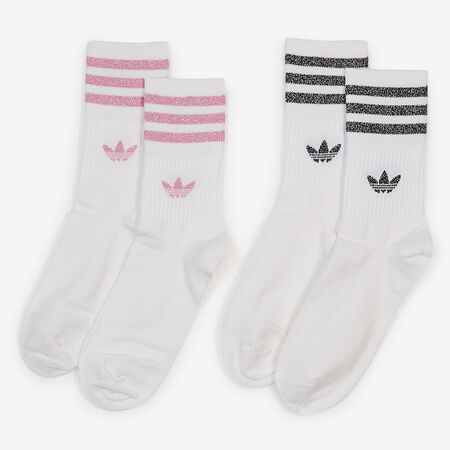 ADIDAS ORIGINALS CHAUSSETTES X2 MID CUT GLITTER NOIR/ROSE FEMME
