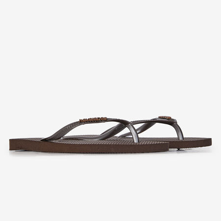 HAVAIANAS SLIM LOGO METALLIC MARRON DAMES