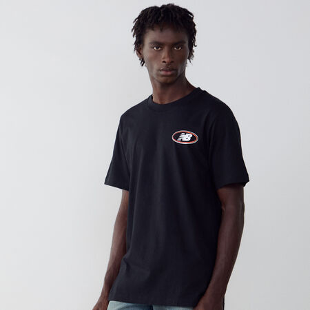 NEW BALANCE TEE SHIRT OVAL LOGO NOIR/BLANC HOMME