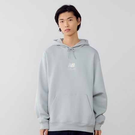 NEW BALANCE HOODIE BOSTON LOGO VERT/BEIGE HOMME