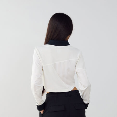 NIKE TOP CROP JERSEY BLANC/NOIR FEMME