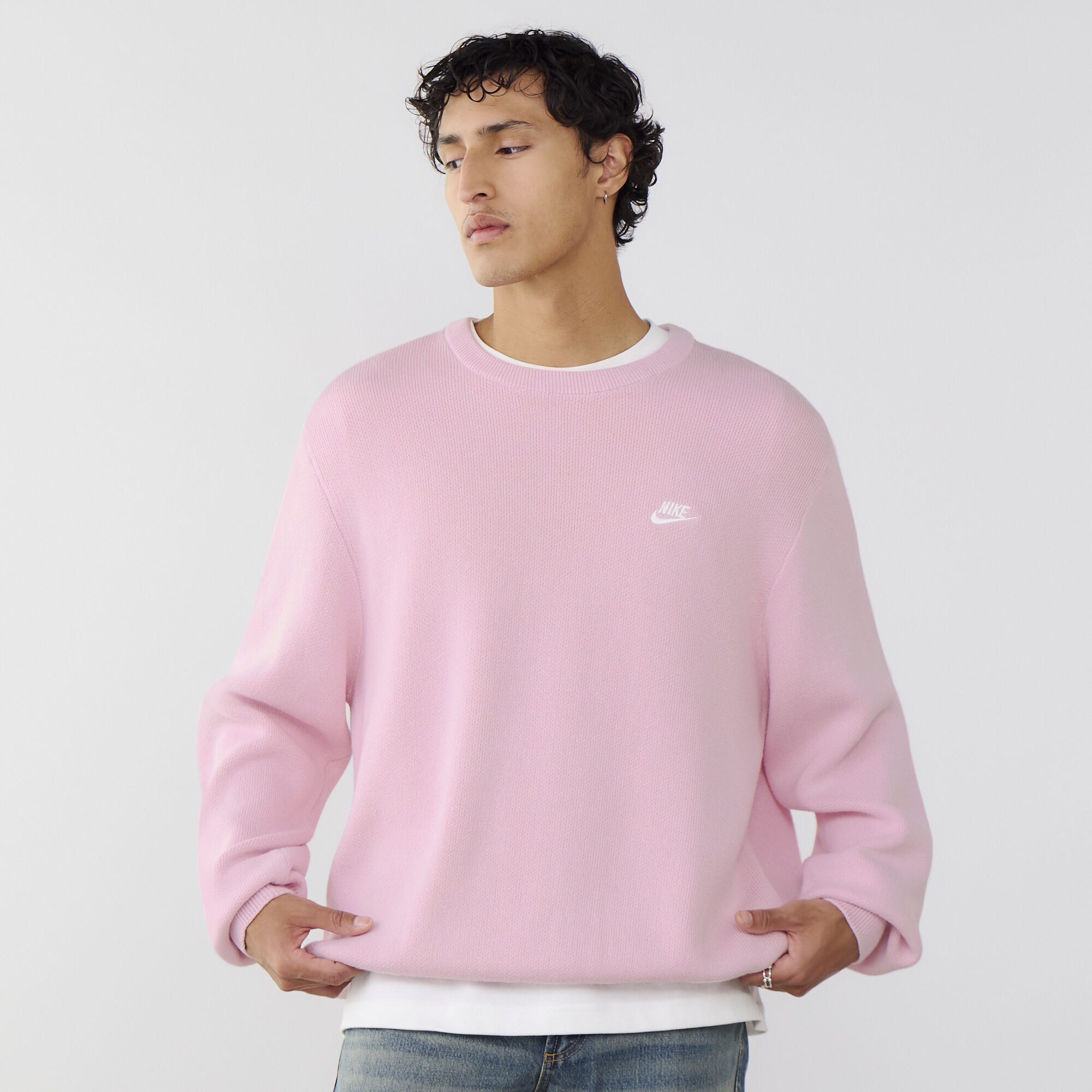NIKE SWEAT CREW CLUB ROZE WIT TRUI HEREN Courir.be