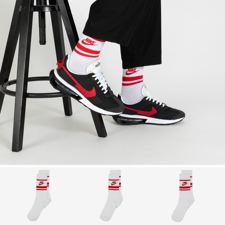 NIKE CHAUSSETTES X3 CREW STRIPE BLANC/ROUGE MIXTE