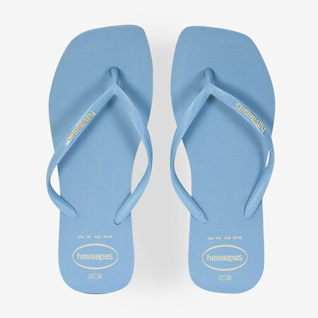 HAVAIANAS SLIM SQUARE LOGO POP UP BLEU DAMES