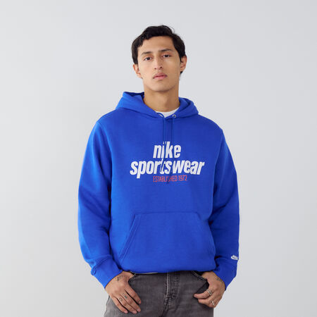 NIKE HOODIE LINEAR LOGO BLEU/BLANC HOMME