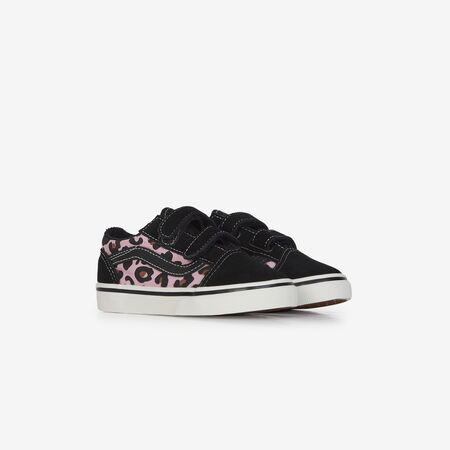 VANS OLD SKOOL V LEOPARD NOIR/ROSE BABY