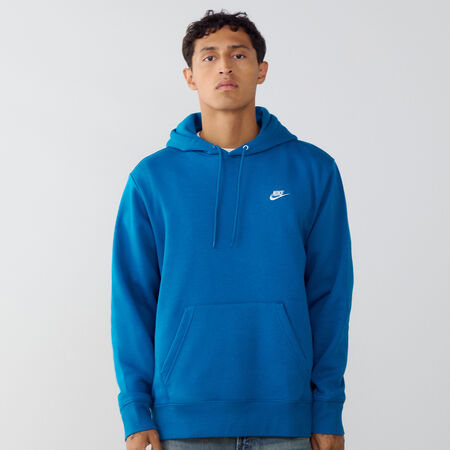 NIKE HOODIE CLUB SMALL LOGO BLEU/BLANC HOMME