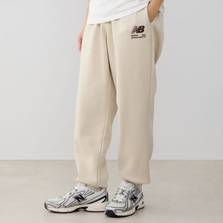 NEW BALANCE PANT JOGGER BOSTON LOGO BEIGE/MARRON HOMME