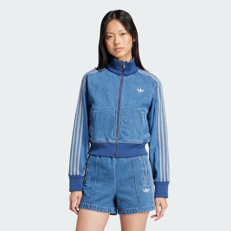 ADIDAS ORIGINALS JACKET FZ ADICOLOR DENIM BLEU/BLANC FEMME