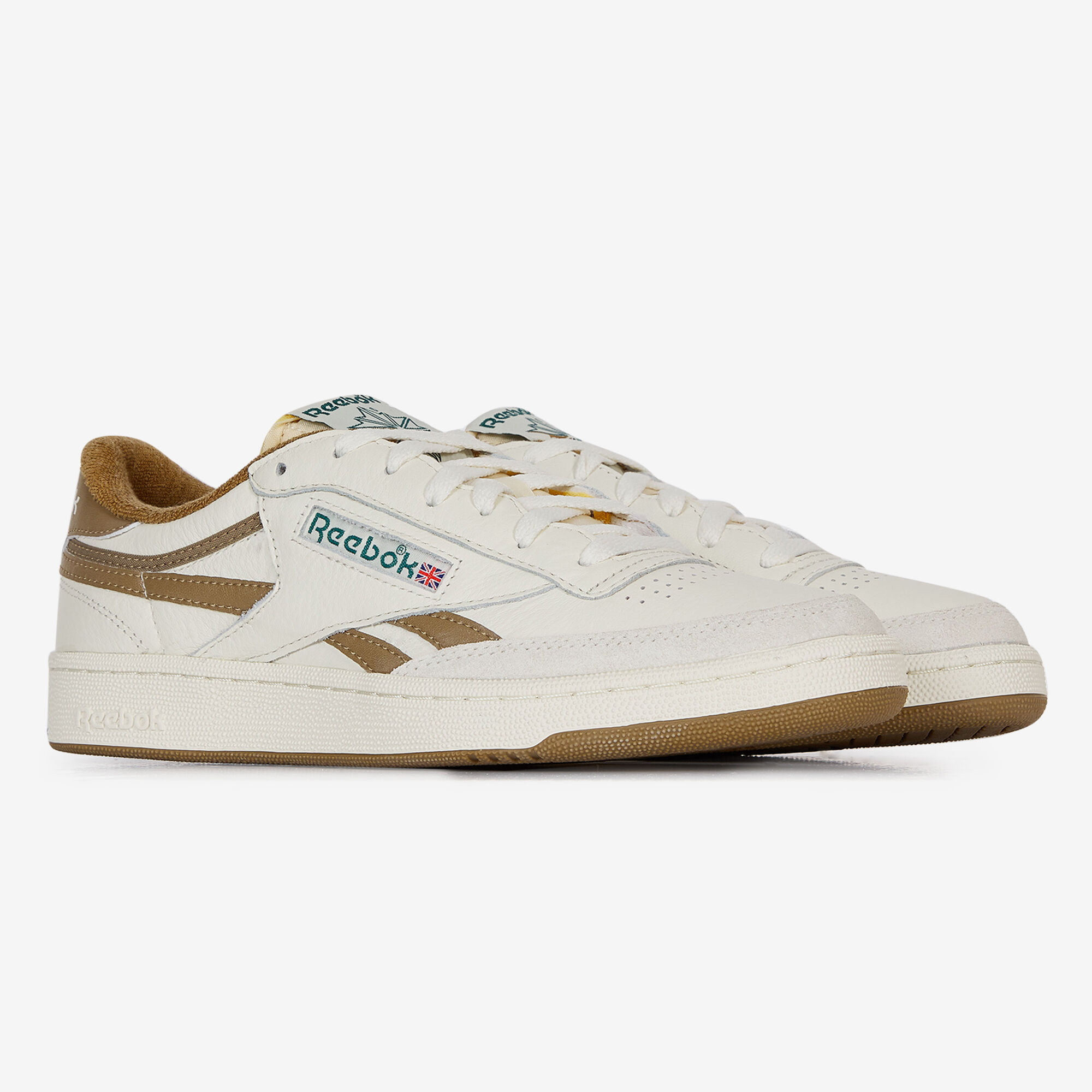 REEBOK CLUB C REVENGE SUEDE BLANC MARRON SNEAKERS HOMME Courir.be