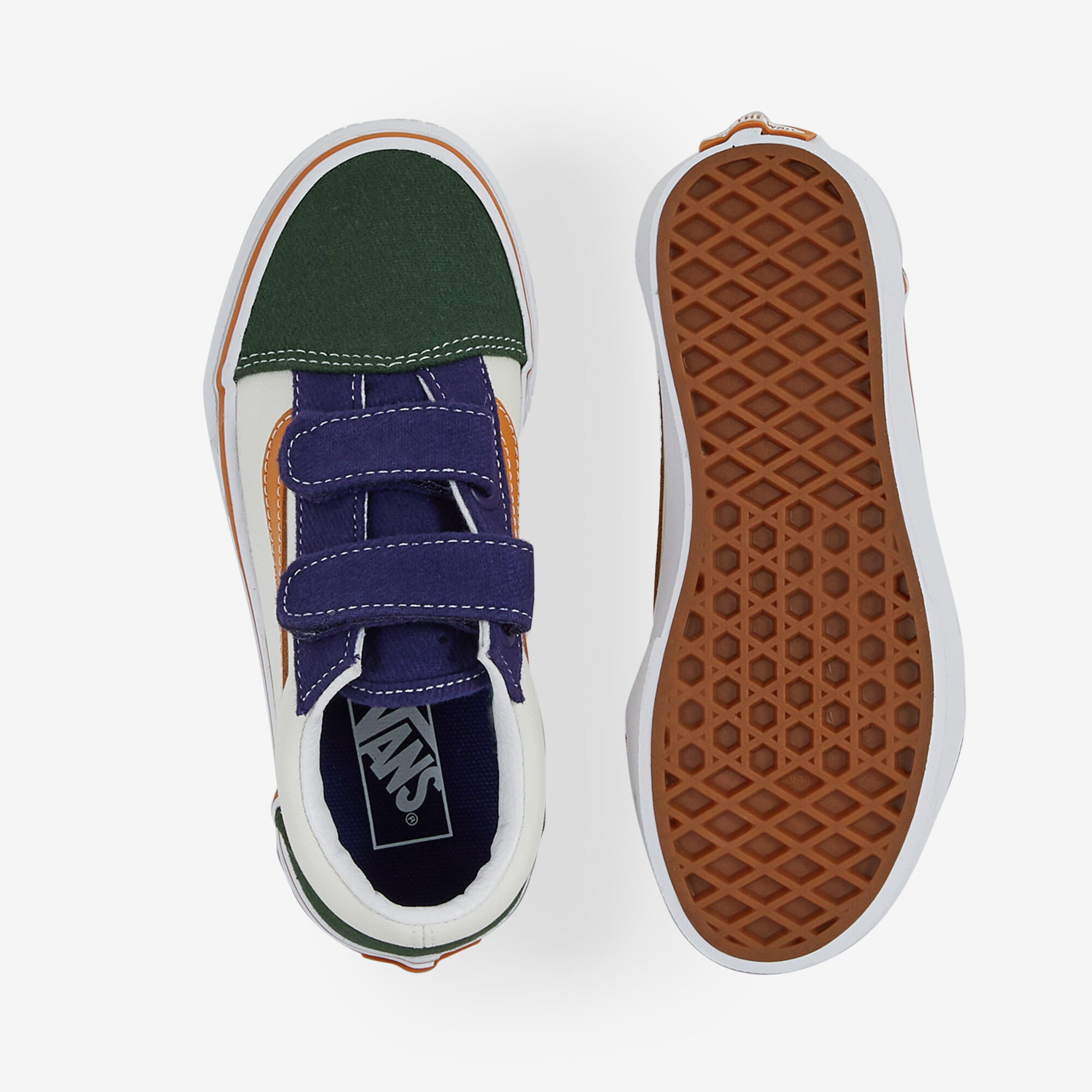 VANS OLD SKOOL V BEIGE VERT SNEAKERS ENFANT Courir.be