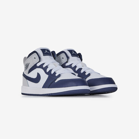 JORDAN AIR JORDAN 1 MID BLANC/MARINE KIND