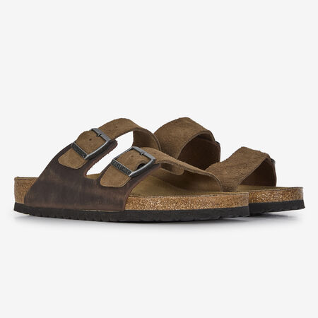 BIRKENSTOCK ARIZONA LEATHER MIX DARK TEA MARRON HEREN