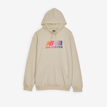 NEW BALANCE HOODIE BIG LOGO RUN BEIGE HOMME
