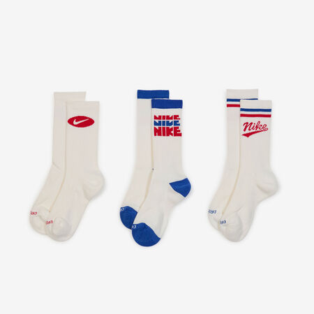 NIKE CHAUSSETTES X3 CREW LIFESTYLE ECRU/ROUGE HOMME