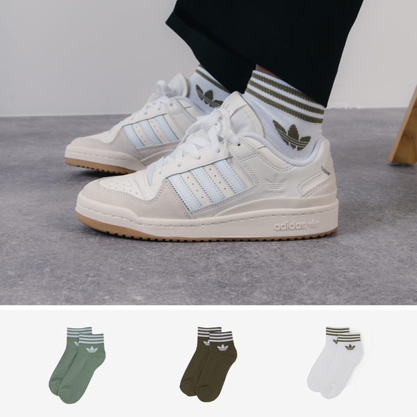 ADIDAS ORIGINALS 3 PAAR SOKKEN ENKEL TREFOIL WIT GROEN SOK UNI